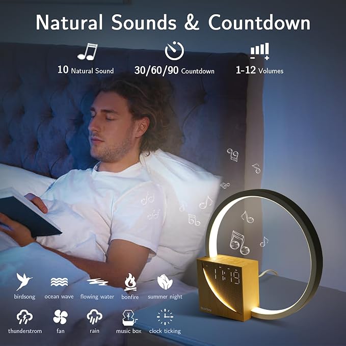 Touch Bedside Lamp & Alarm Clock | Dimmable LED Light