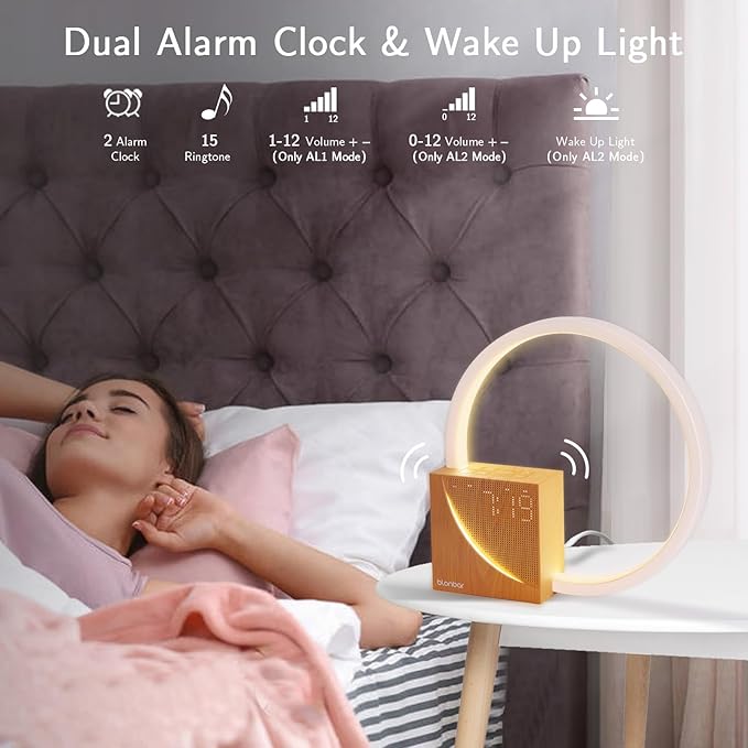 Touch Bedside Lamp & Alarm Clock | Dimmable LED Light