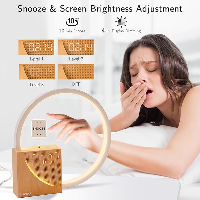 Touch Bedside Lamp & Alarm Clock | Dimmable LED Light