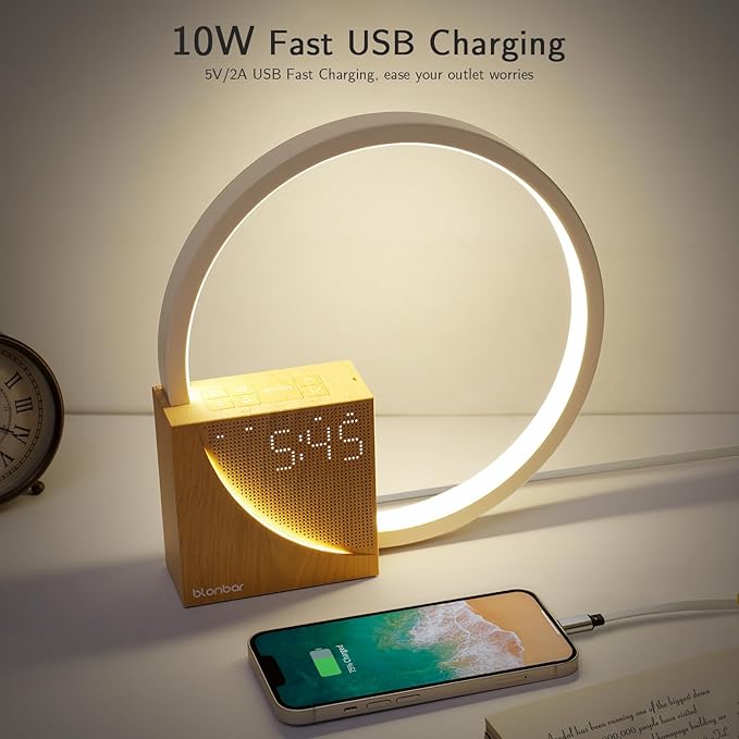 Touch Bedside Lamp & Alarm Clock | Dimmable LED Light