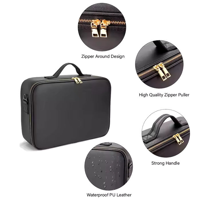 Smart LED Makeup Bag | Travel Cosmetic Case with Mirror